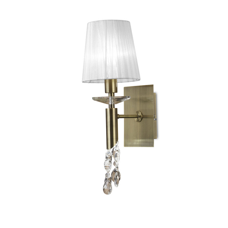 Chrome Wallchiere, White, Antique Brass