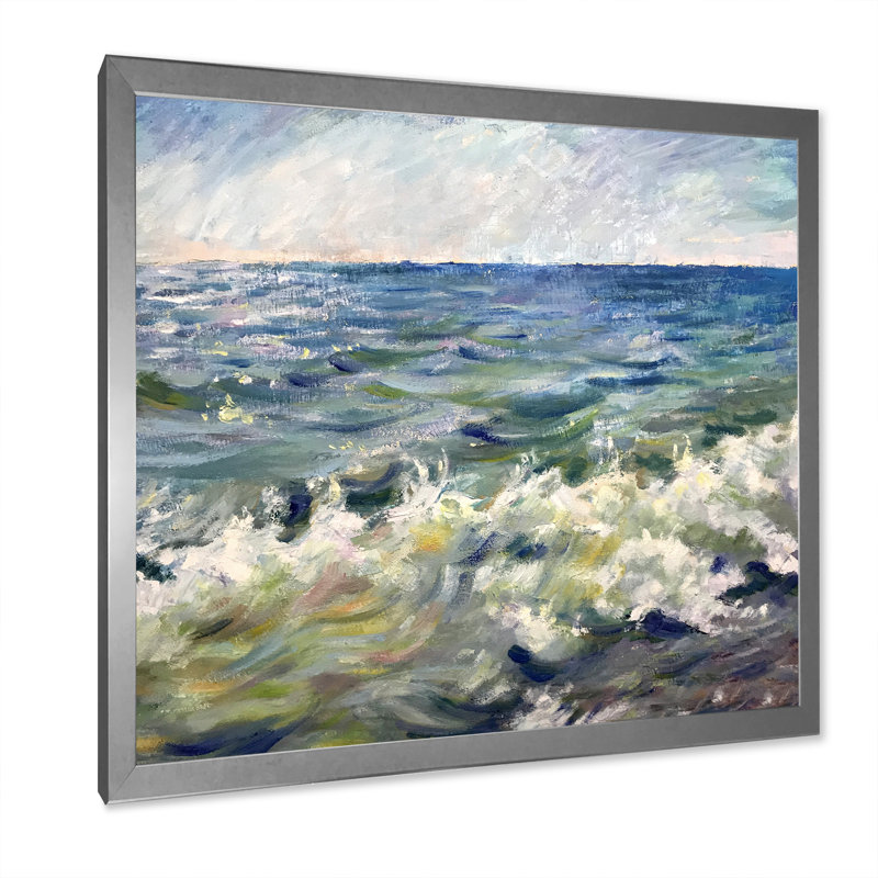 «Dreaming On Ocean Waves Beach II», reproduction d'art sur toile, H 16 po x l 16 po x P 1 po, Cadre photo argenté
