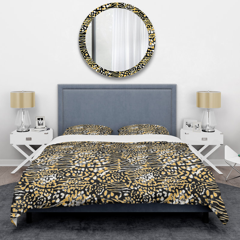 Ensemble de housse de couette en microfibre beige / blanc 2 pièces