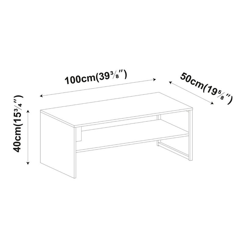 Solid Wood Coffee Table with Storage, Grey