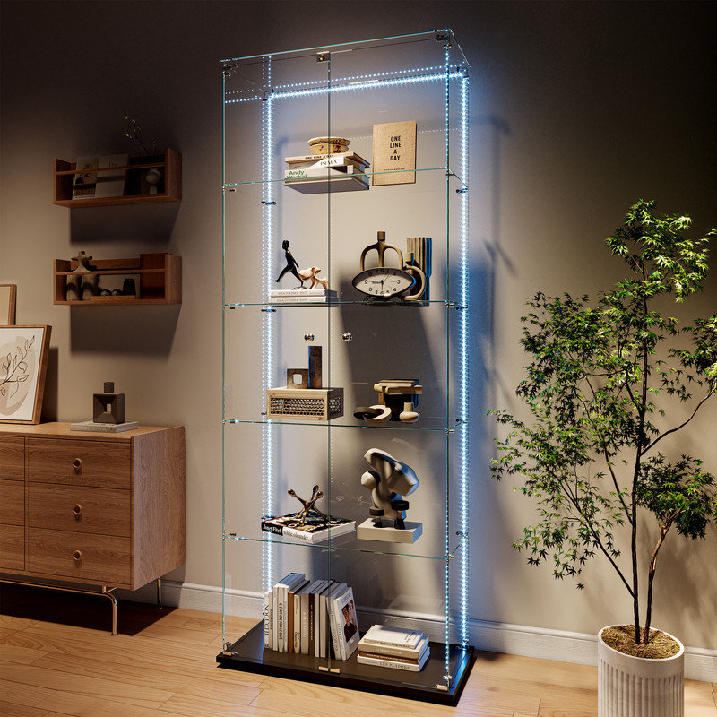 Glass 78.5 cm W Display Cabinet, Black