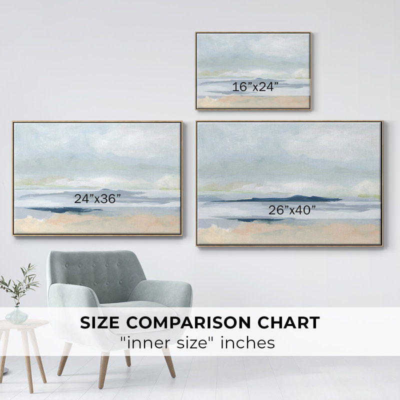 Matala Coast II, reproduction d'art sur toile, H 17 po x l 25 po x P 2 po, Toile avec cadre flottant or