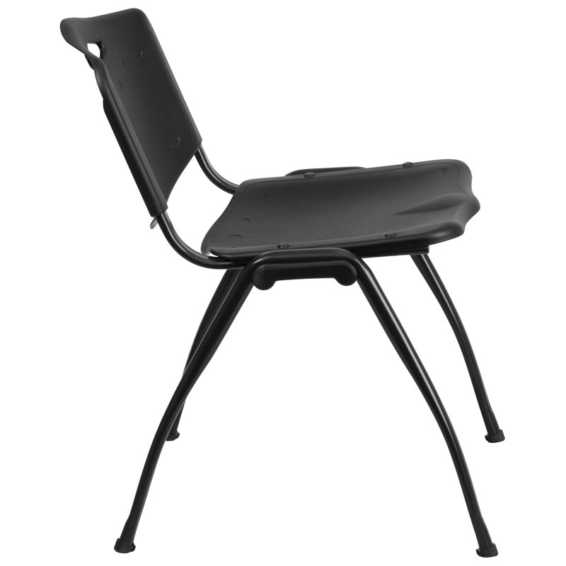 Black Powder-Coated Metal Stacking Office Chair