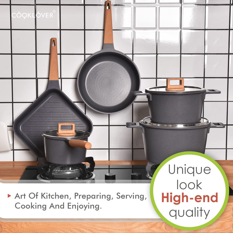 13 - Piece Non-Stick Aluminum Cookware Set, Gray