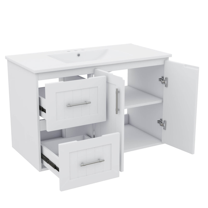 Ensemble de meuble-lavabo mural 36 po, Blanc