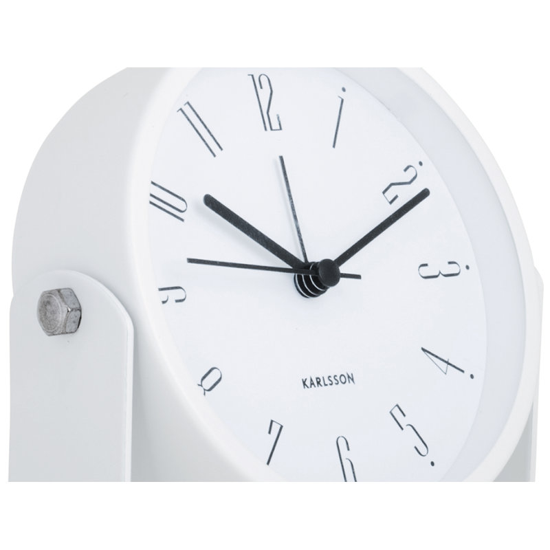 Iron Mechanical Alarm Tabletop Clock, White