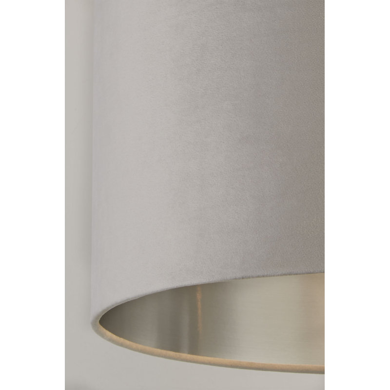 Velvet, Plastic And Mild Steel Traditional, Light Grey/Brushed Silver, 22 cm H x 35 cm W x 35cm D