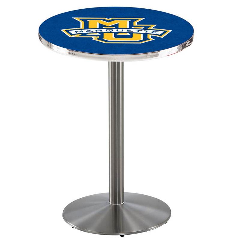 Round Metal Base Dining Table, Stainless Steel, Marquette University