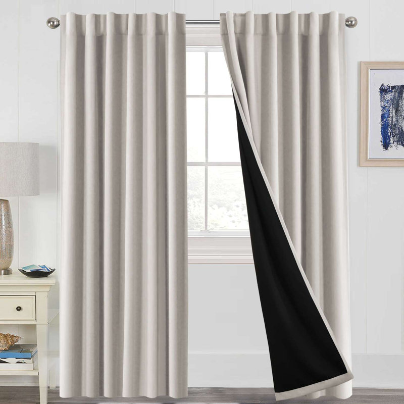 Rideau occultant 100% lin pour rideaux de chambre à coucher avec passe-tringle et passe-tringle Lundon pour salon 