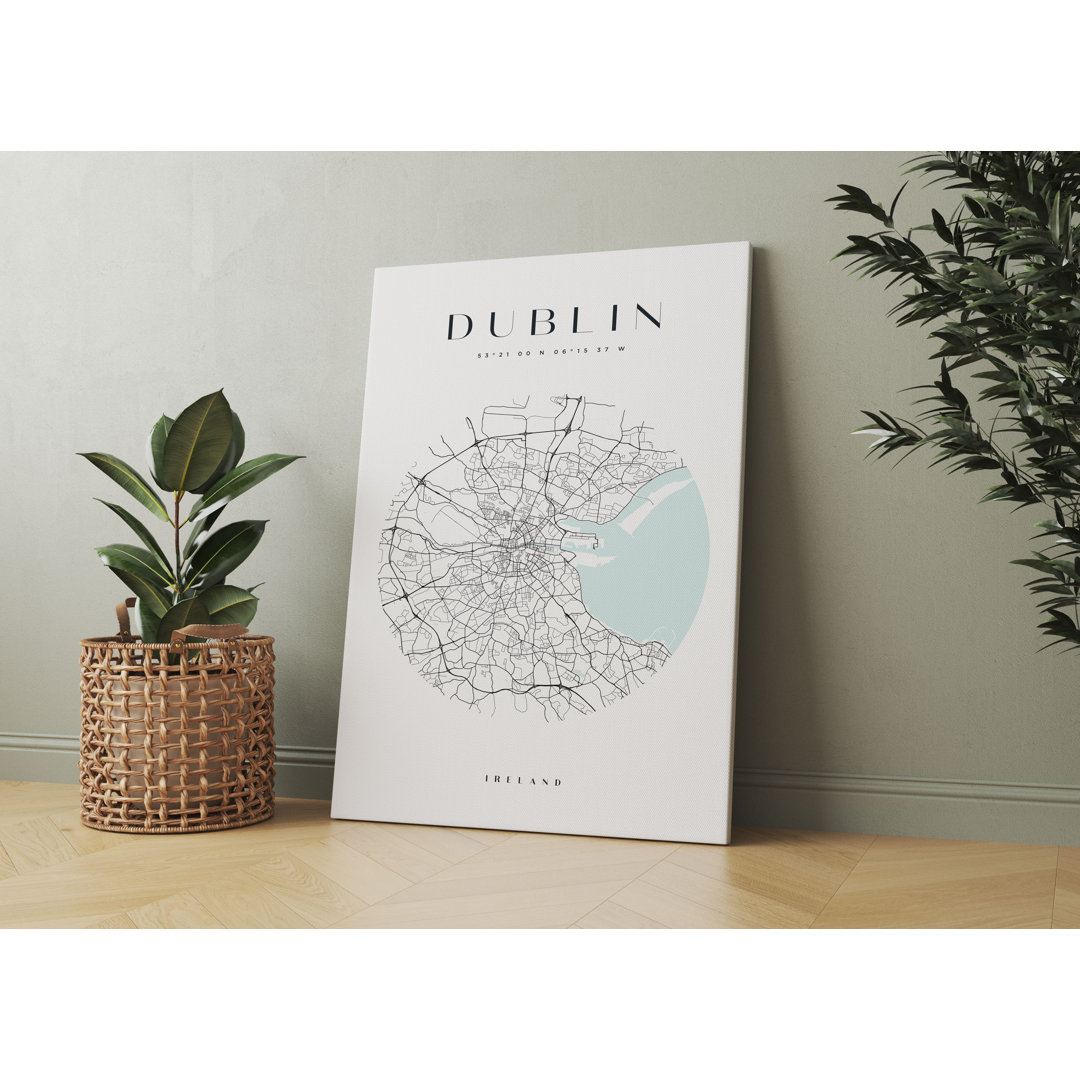 Grafikdruck Stadtplan - Dublin