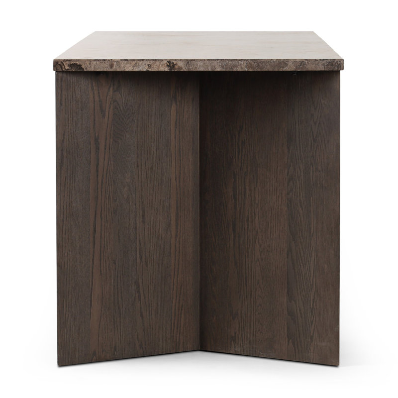 Lawson Writing Desk, Warm Grey Marble/Brown