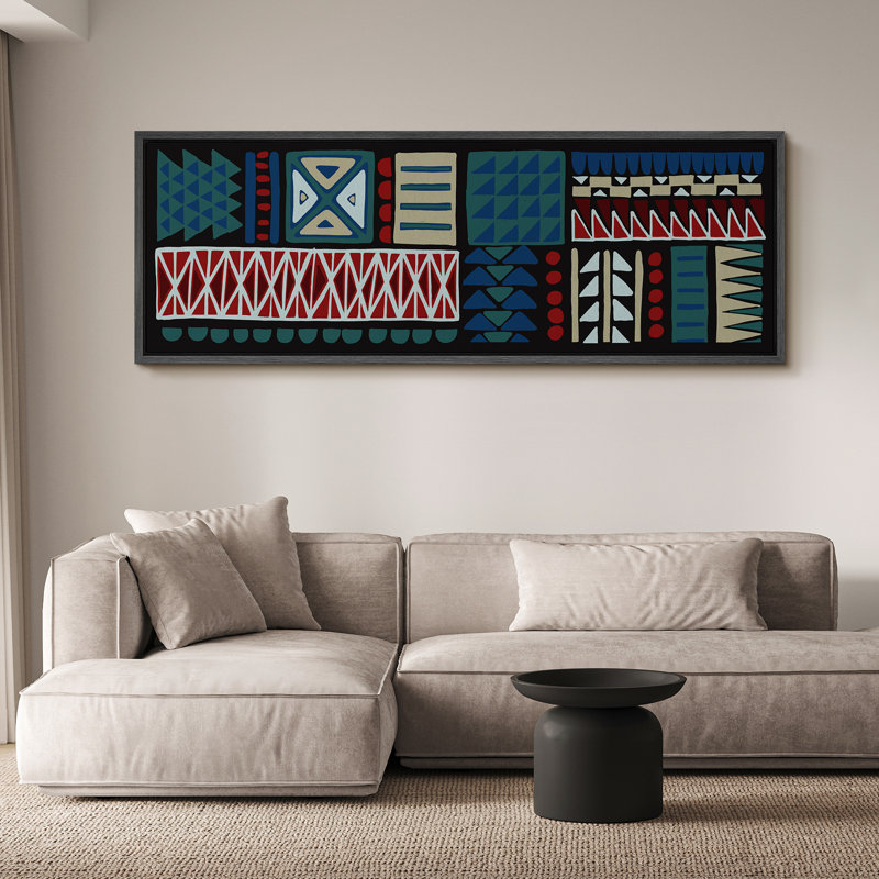 «Geometric Line», ensemble de blocs de couleurs et de motifs géométriques modernes encadrés sur toile, H 20 po x l 60 po