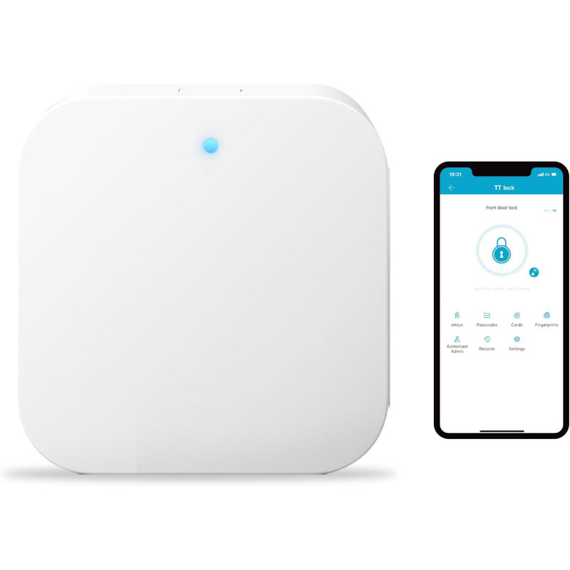Passerelle Wifi Desloc G2 Smart Lock, Passerelle pour serrure de porte intelligente, Pont Wi-fi, Télécommande Smart Lock, Compatible avec l'application Tt Lock, Compatible avec Alexa, Google Home, Blanc