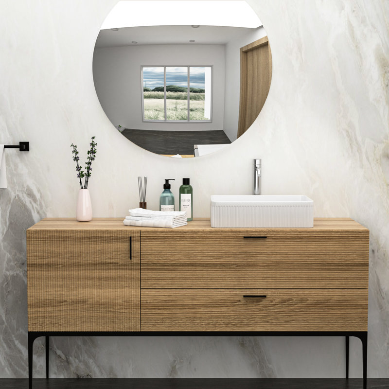 Lavabo vasque de salle de bain en céramique blanche - Rectangulaire, aspect moderne, lisse et rectangulaire poli