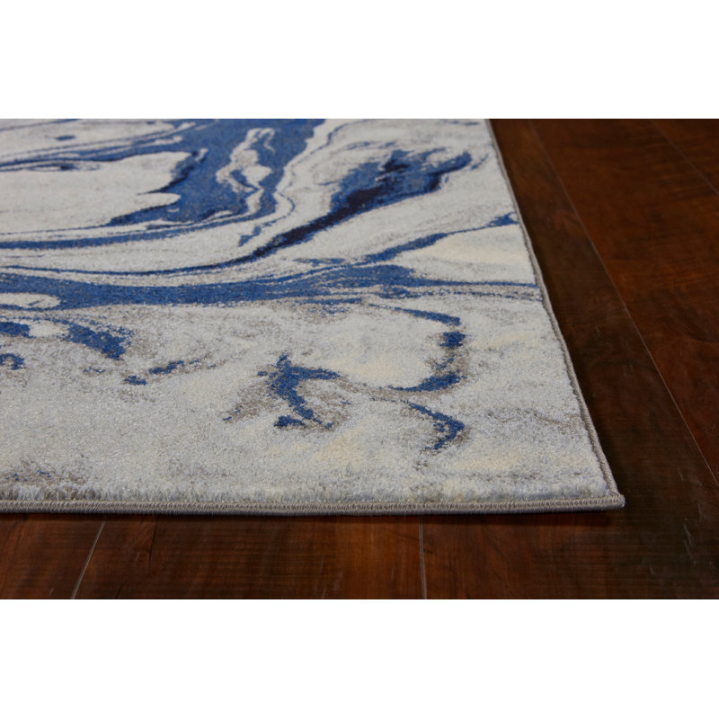 Illusions Abstract Area Rug, Rectangle 3'3" x 4'11", Blue