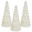 Glass Cone Tree With Light - Set of 3 - 3.5" x 3.5" x 8.3" - Cream