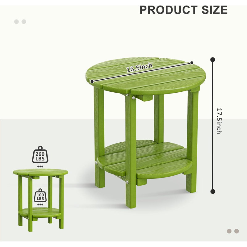 Classic Outdoor Side Table, 2 -tier Adirondack Patio Table, Lime Green