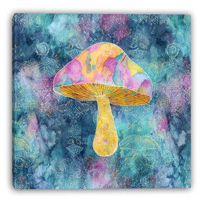 Whimsical Mushroom Abstract IV Wrapped Canvas Wall Art
