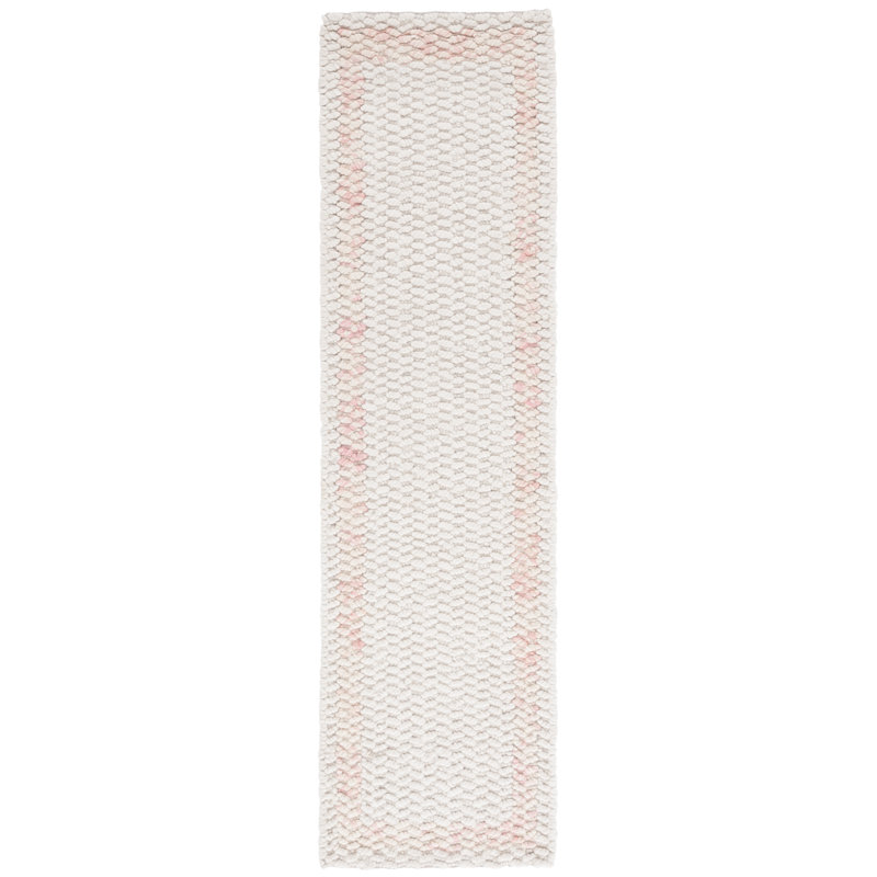Natura Hand Loomed Wool/Cotton Rug in Pink/Ivory, Runner 2'3" x 8'