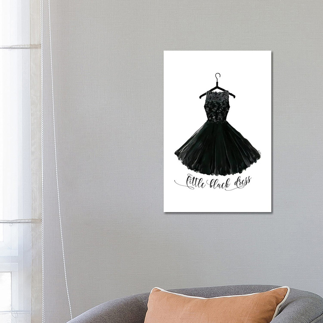 Kleines Schwarzes Kleid in Bügel von Blursbyai - Galerie-verpackte Leinwand Giclée auf Leinwand