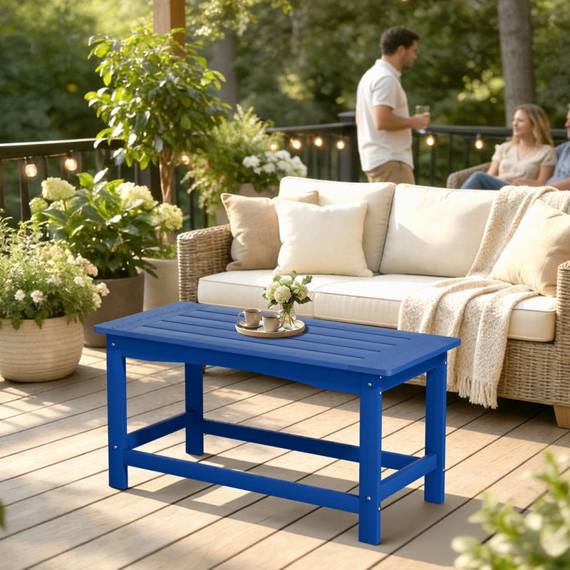 Table basse rectangulaire d'extérieur en PEHD l 35,4 po x P 17,5 po x H 16 po, Navy Blue
