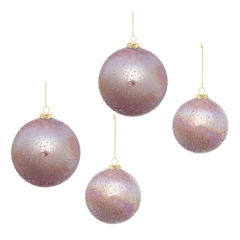 Ornement en verre irisé perlé