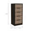 Commode verticale H 42 po, 5 tiroirs, commode verticale, noir / chêne clair-600753597