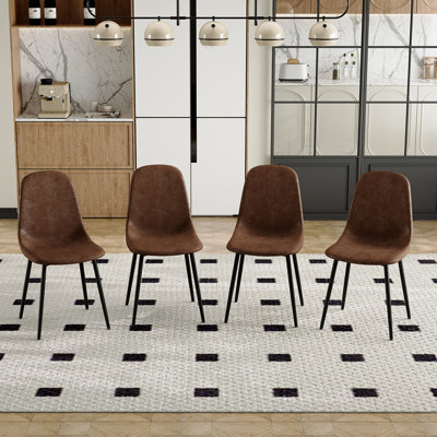 Ensemble de 4 chaises de salle à manger rembourrées avec accoudoirs en tissu avec pieds en métal pour la cuisine, la salle à manger et le salon