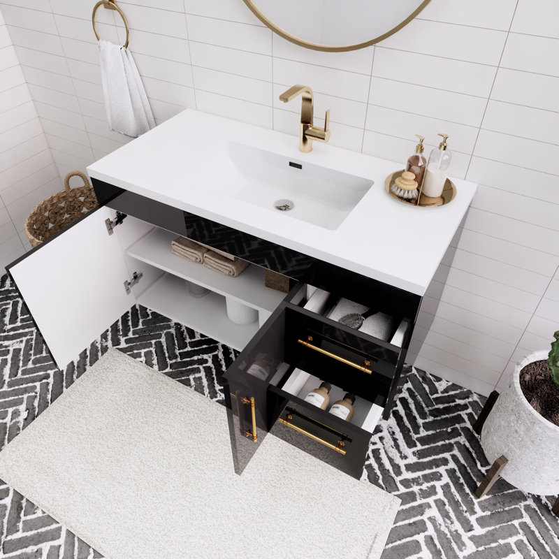 Ensemble de meuble-lavabo simple 42 po Thurnell, Noir lustré