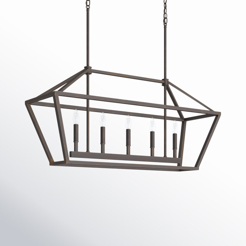 Luminaire suspendu linéaire à cinq lumières pour îlot de cuisine Glenhaven, Bronze huilé