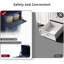 Armoire de rangement pour salle de bain avec tiroir en verre, autoportante avec 2 portes, tablette réglable et 1 rangement ouvert pour le salon, couloir, bleu marine