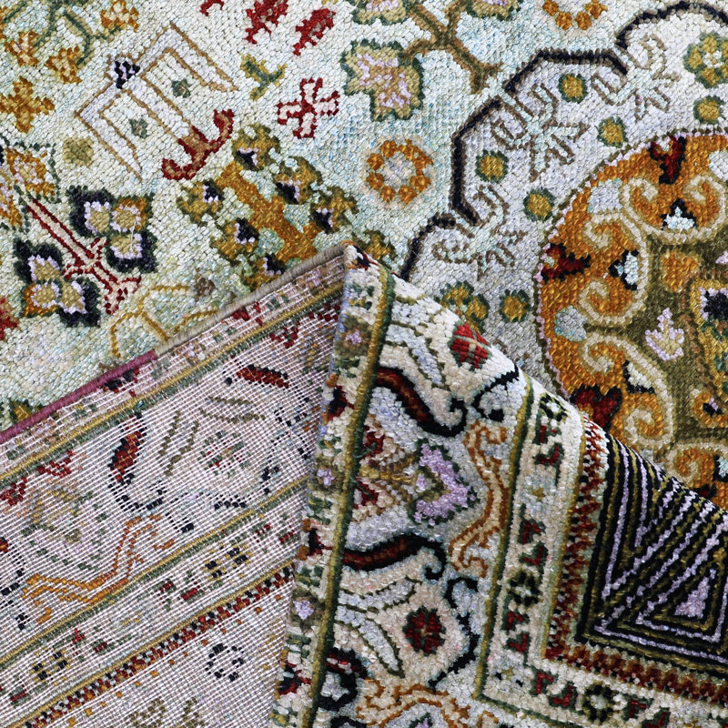 Yellow Alchemy Traditional Silk Wool Blend Rug - 5'9" x 8'9"