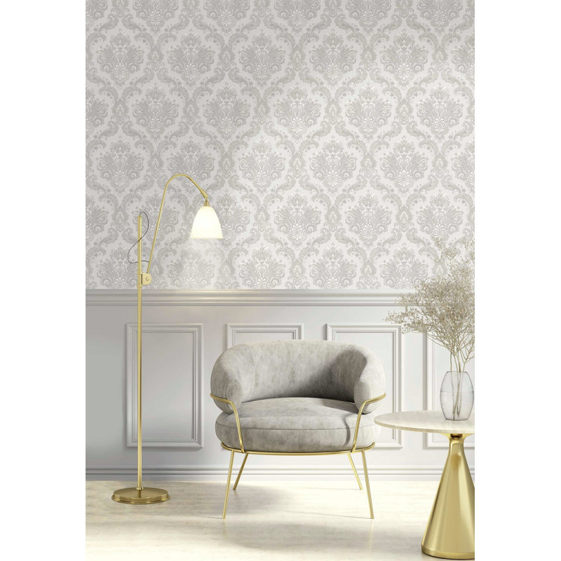 Italian Style Traditional Floral Damask Wallpaper Roll, Cream