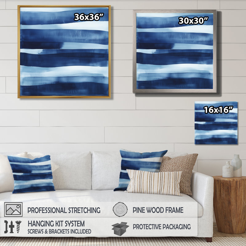 Indigo Abstract Wall Art, Navy Blue Canvas, Bellec, 44" H x 44" W, Wrapped Canvas