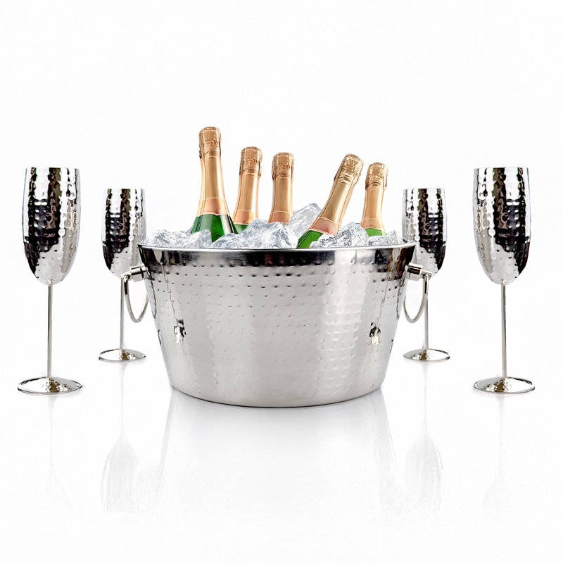 Cuve à boisson avec quatre flûtes à champagne Brekx