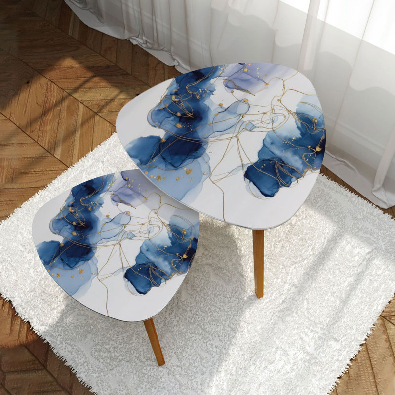 Ensemble de 2 tables basses gigognes Triangle Nesting, Indigo