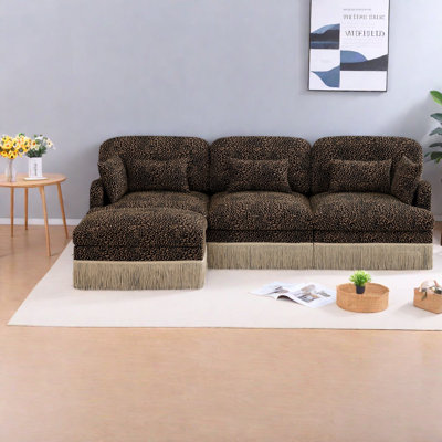 Large Modular Sofas, Chenille Leopard Print Modern L Shaped For Home