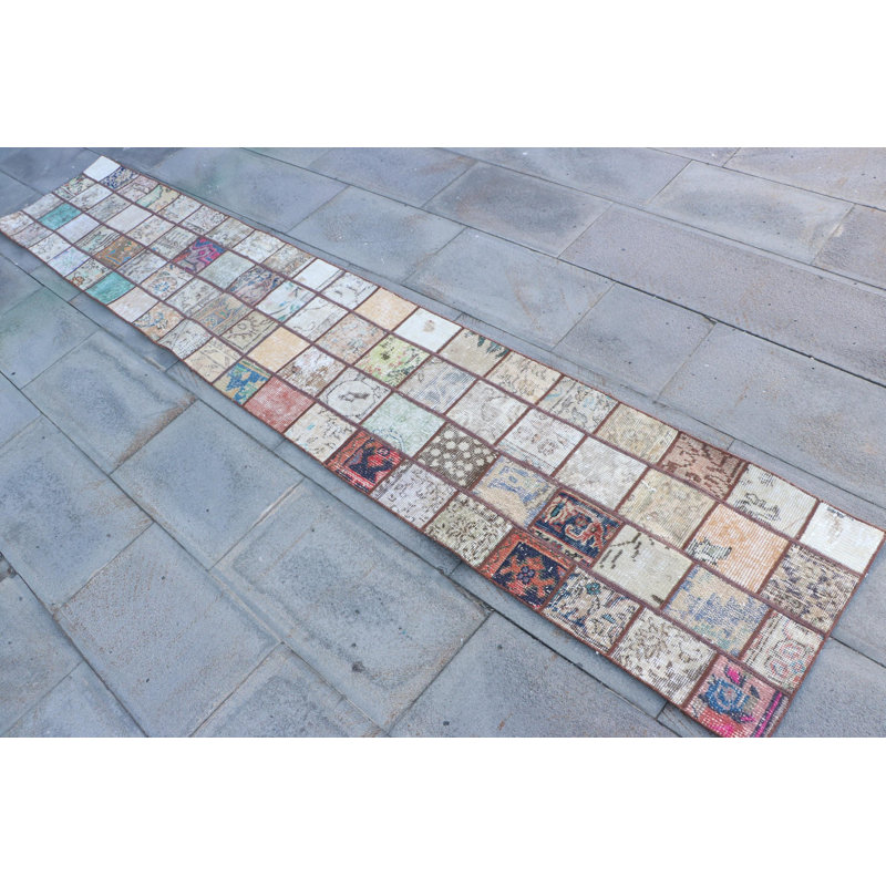 Tapis de style turc rétro tissé à la main Oushak beige pour escaliers et couloirs