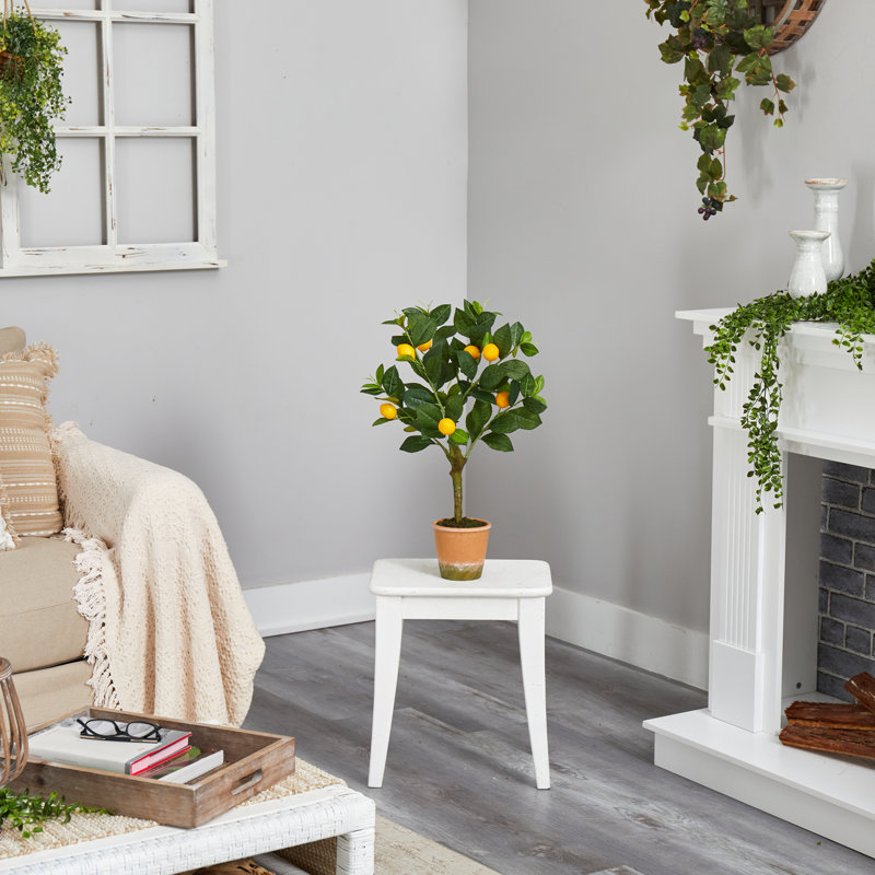 24" Faux Lemon Tree in Weathered Terra-Cotta Planter