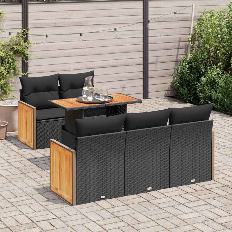  Ensemble de canapé de jardin noir