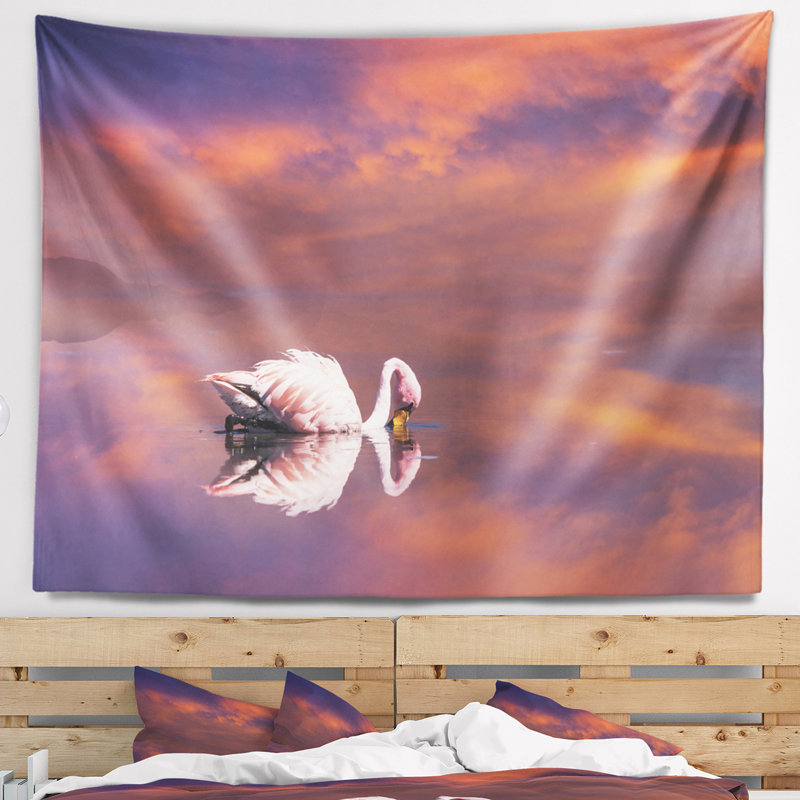 Flamant rose blanc gigantesque pour les tapisseries de lake, H 50 po x l 60 po