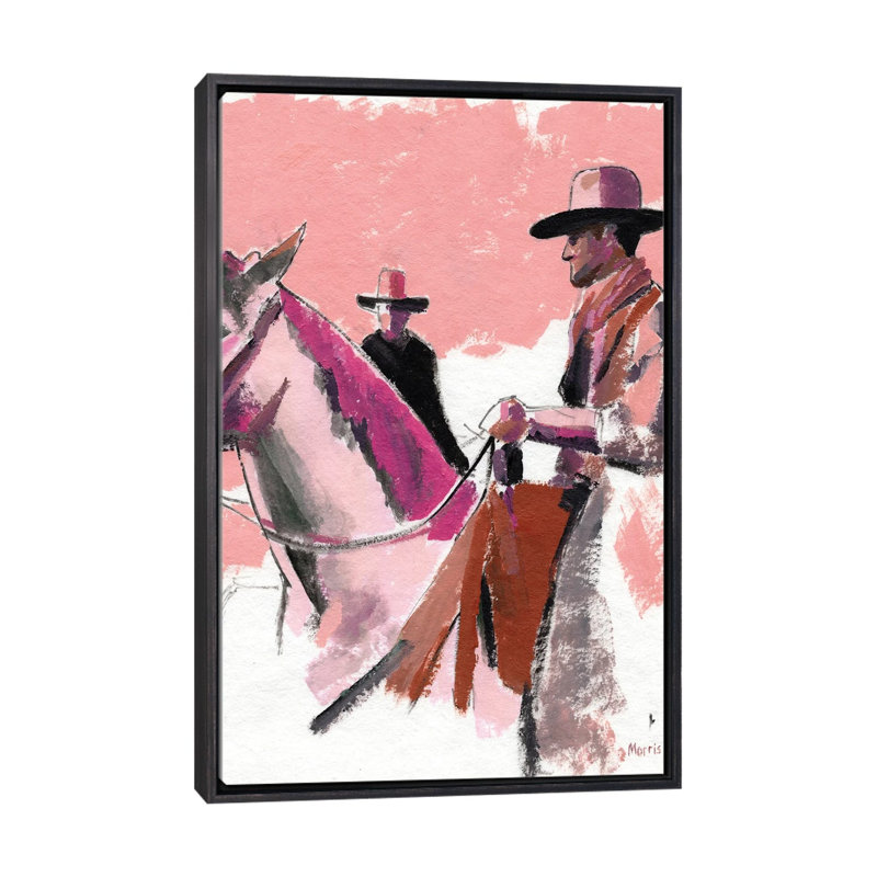 «My Pink Horse», reproduction d'art sur toile encadrée, 40 po x 26 po, Toile avec cadre, Noir patiné
