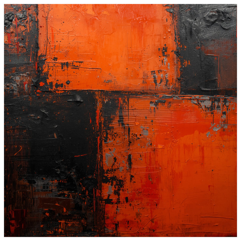 Toile de galerie abstraite orange et noire en plusieurs tailles, 24 po x 36 po