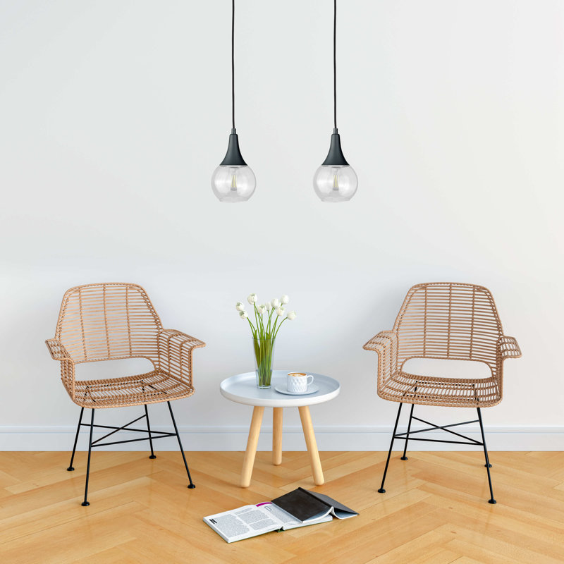 Olin - Light Clear Black Kitchen Island Pendant, Clear Black, 29cm H x 50cm W x 50cm D, 2