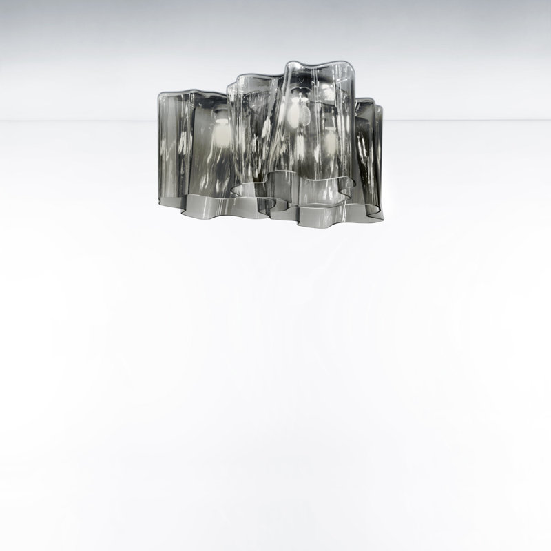 Logico Single Semi Flush Mount, Gray Smoke, 10.38" H x 17.75" W x 17.75" D