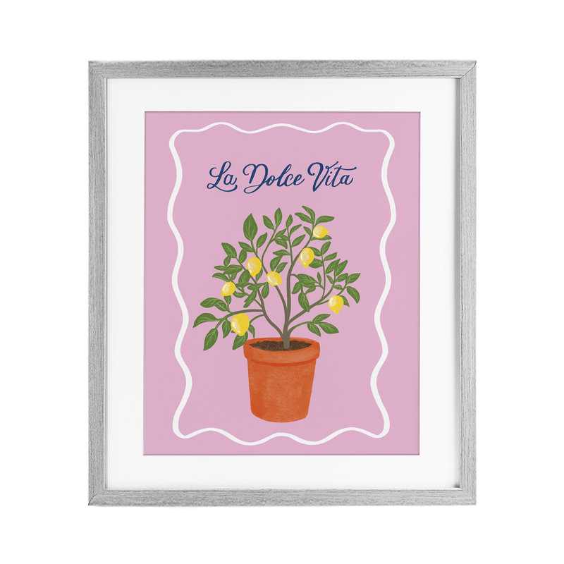 Reproduction sous verre Dolce Vita Lemon Tree, par Be Ni La, H 21 po x l 17 po, Cadre de ferme gris