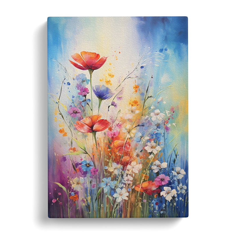 Wildflowers Abstract - Art Prints - Wrapped Canvas, 76cm H x 50cm W x 3cm D