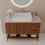 Meuble-lavabo moderne de 36 po avec lavabo vasque en céramique, armoire d'appoint dorée-134320929