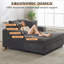 Méridienne surdimensionnée de 60 po - Canapé-lit rembourré en velours côtelé avec coussin et accoudoirs pour le salon-2003515484