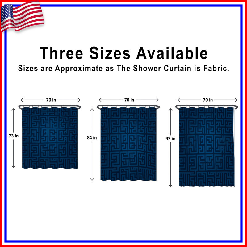 Blue Maze Pattern Shower Curtains Extra Long, 70in W x 93in H